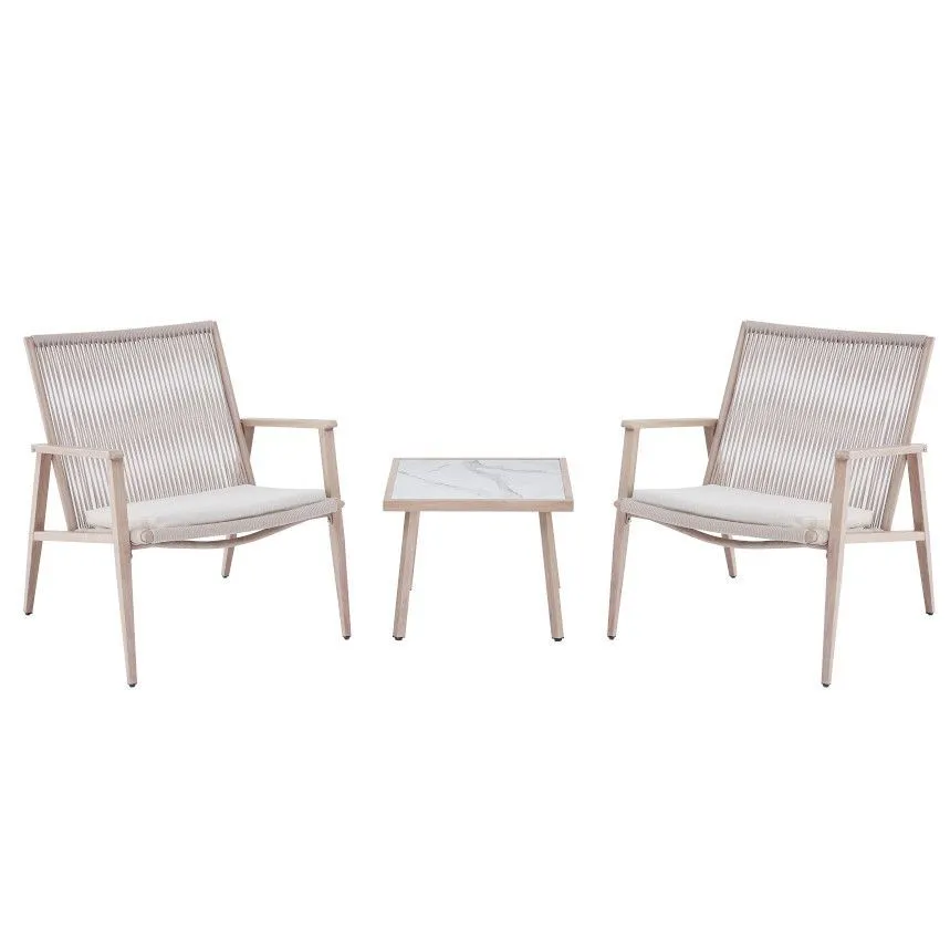 Aiamööbli komplekt Pisa laud+2 tooli hall