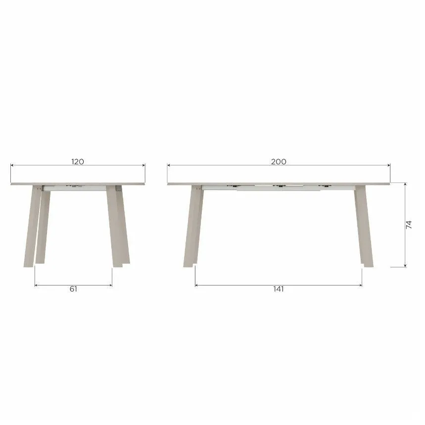 WOOOD pikendatav söögilaud Janne 120/200x120 helehall