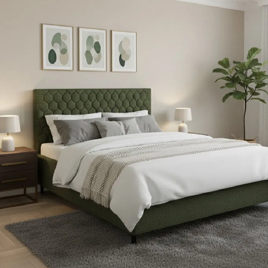 Pesukastiga voodi Carolina 140x200 roheline