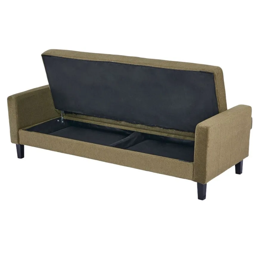 Pesukastiga diivanvoodi Ilse roheline