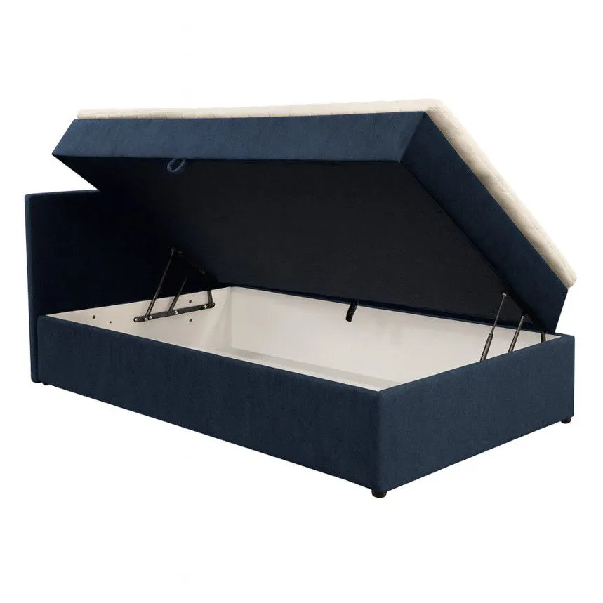 Pesukastiga kontinentaalvoodi Clara pocket 90x200 cm tumesinine