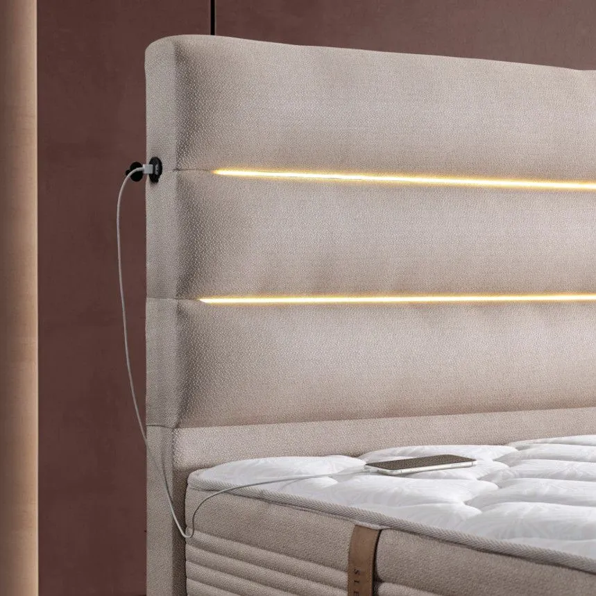 Kontinentaalvoodi Mattreda USB+valgustus 160x200 beež