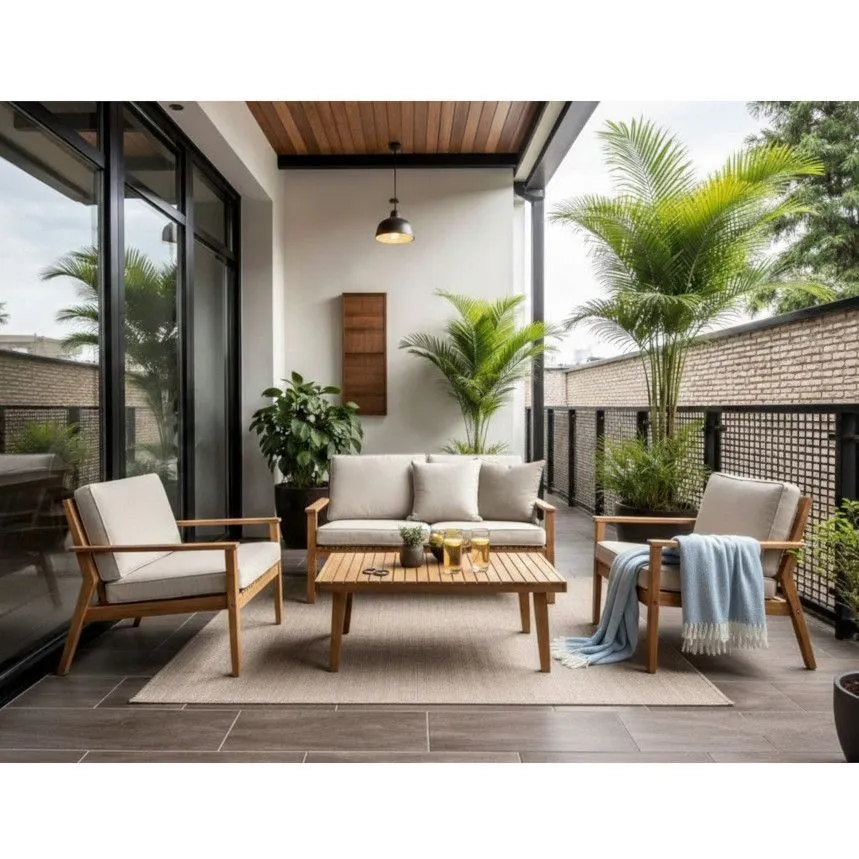 Aiamööbli komplekt Mona 2 tooli+diivan+laud beež