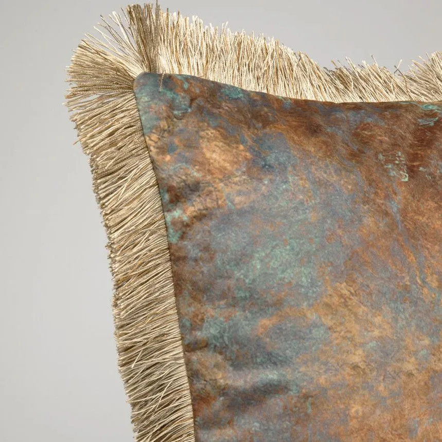 Dekoratiivpadi Antique Fringe 55x55 roheline/kuldne