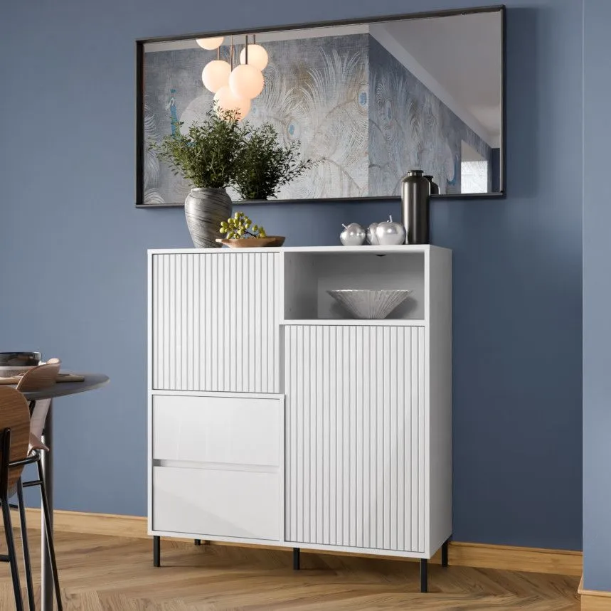 Puhvetkapp Avenale 2u2s valge kõrgläige