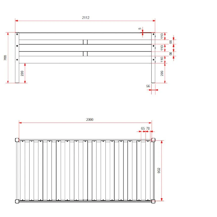 Vipack voodi Margrit+sahtel 90x200 valge
