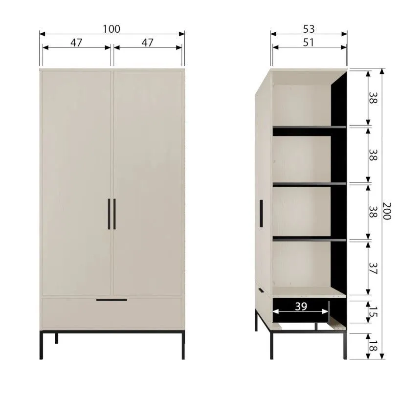 WOOOD riidekapp Adam 2u1s uduhall