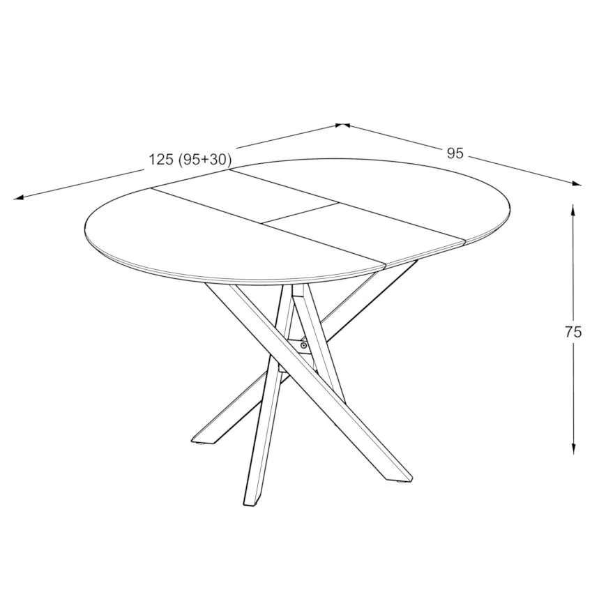 Pikendatav söögilaud Ruta 95x95/125 pruun/must