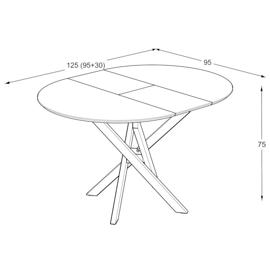 Pikendatav söögilaud Ruta 95x95/125 taupe/must