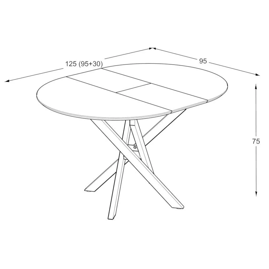 Pikendatav söögilaud Ruta 95x95/125 must