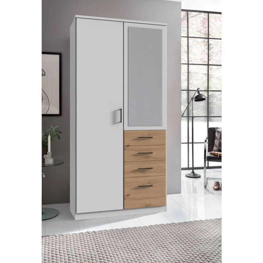 Riidekapp+peegel Cottbus 2u4s artisan/valge