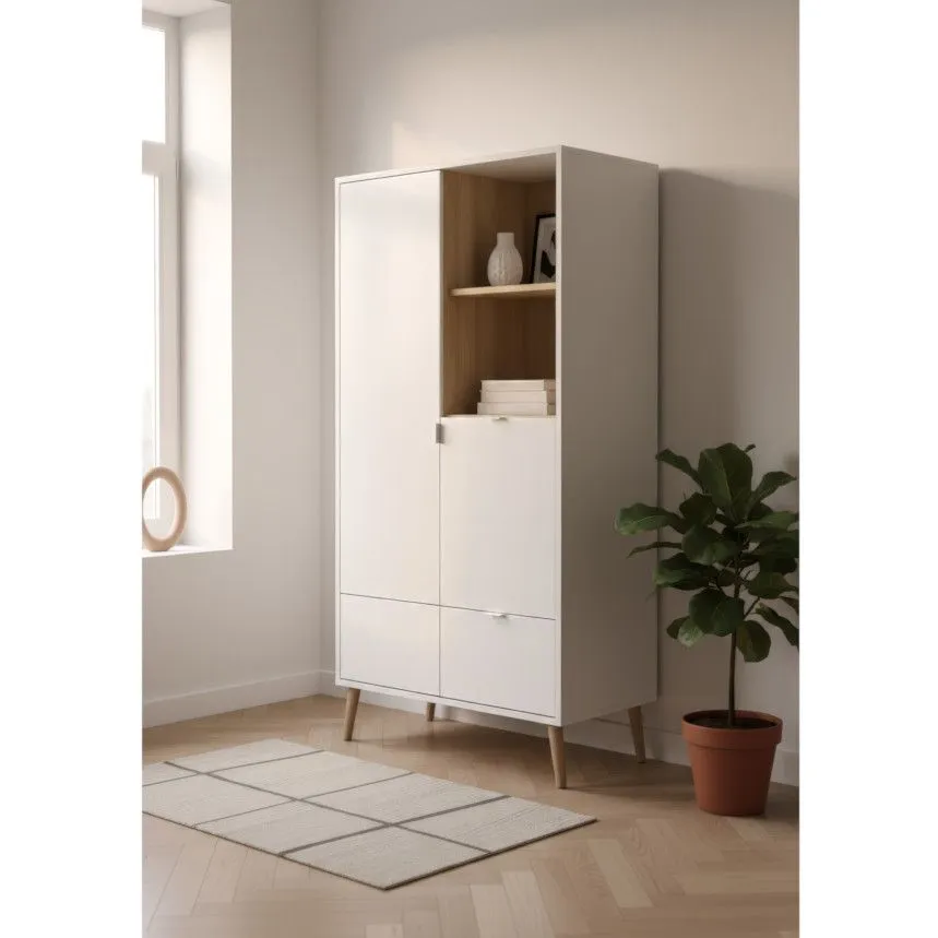 Puhvetkapp Soma 2u1s valge/tamm