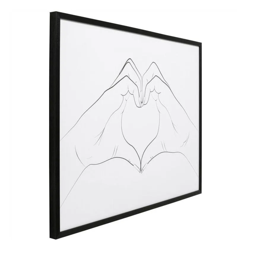 Seinapilt Heart Hands 103x73 must/valge