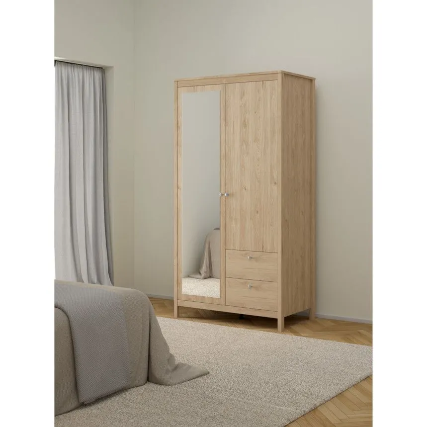 Riidekapp+peegel Madrid 2u2s hickory