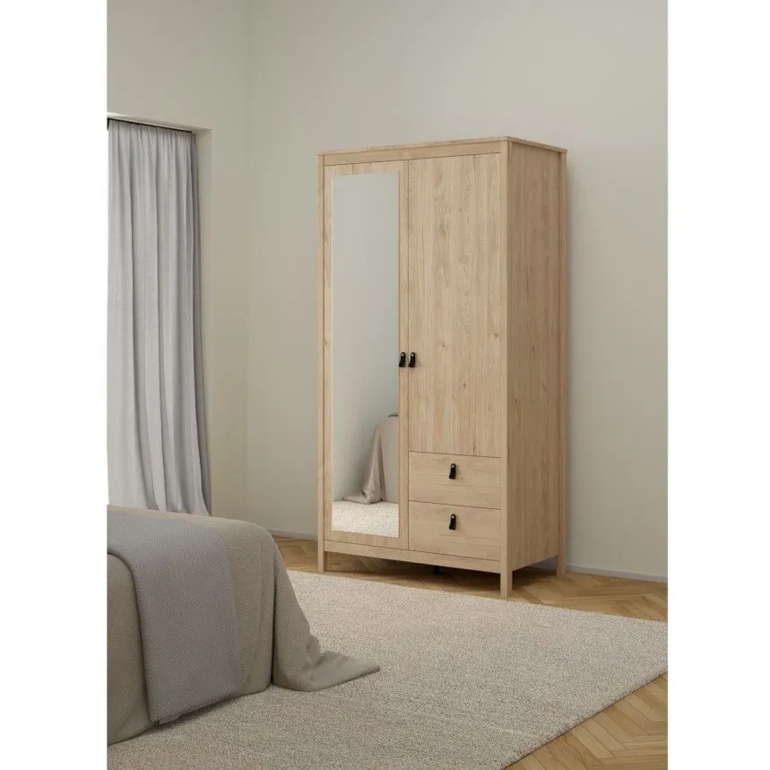 Riidekapp+peegel Madrid 2u2s hickory