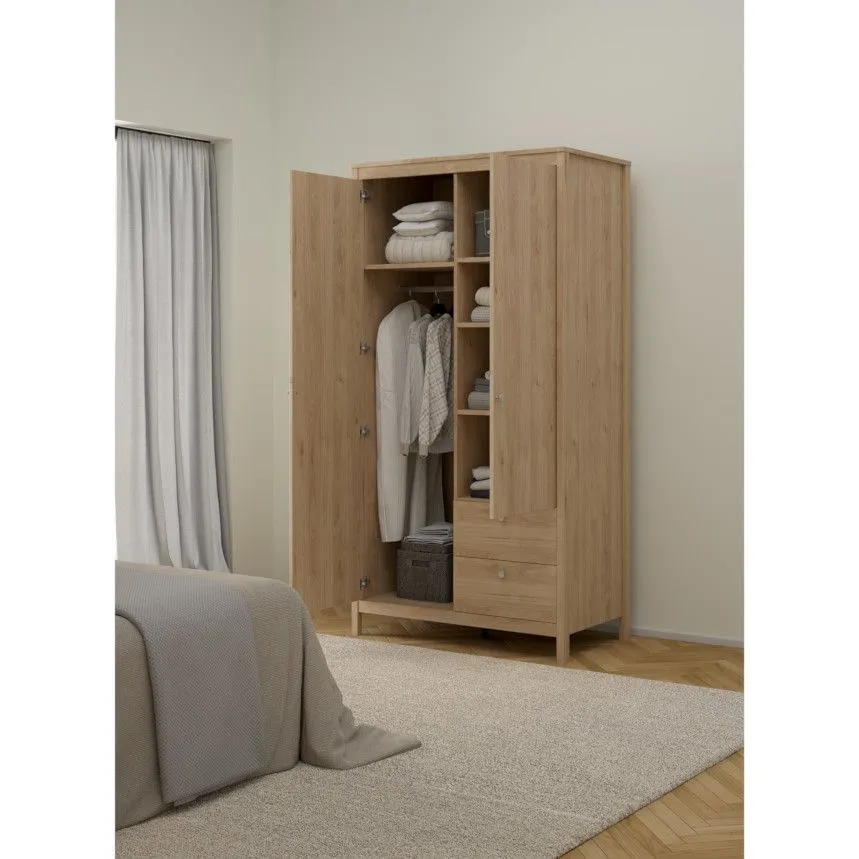 Riidekapp+peegel Madrid 2u2s hickory