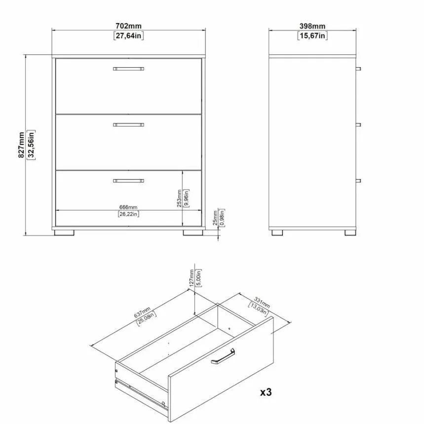 Kummut Sofia 3s valge