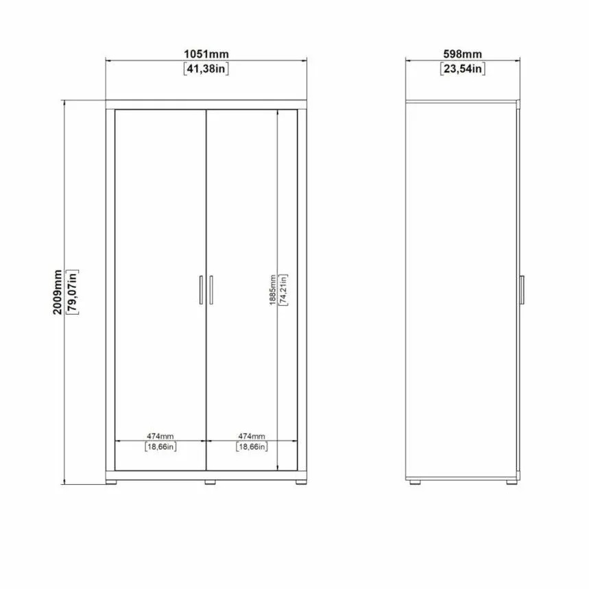 Riidekapp Mira 2u hickory