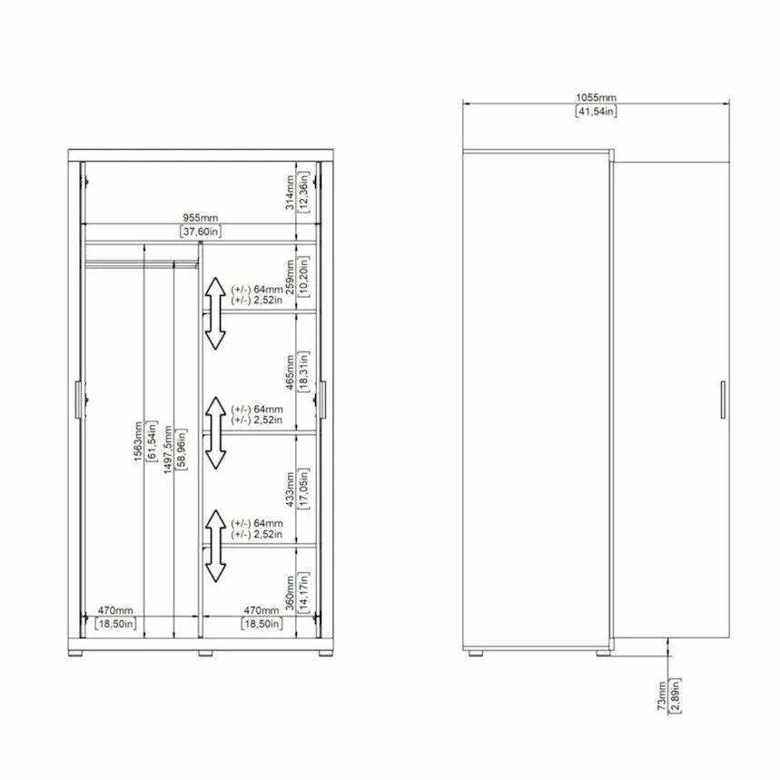 Riidekapp Mira 2u hickory