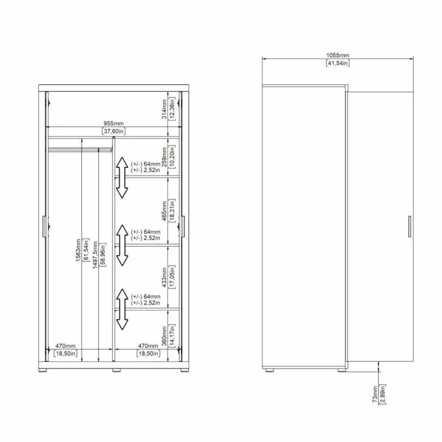 Riidekapp Mira 2u valge