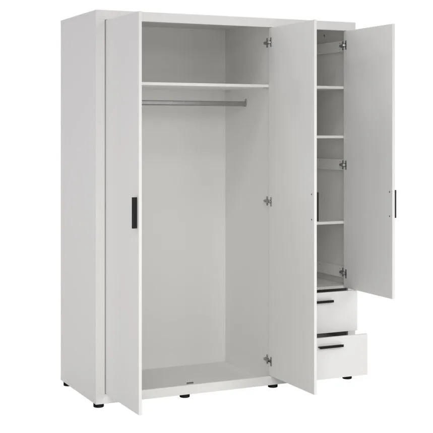 Riidekapp+peegel Mira 3u valge