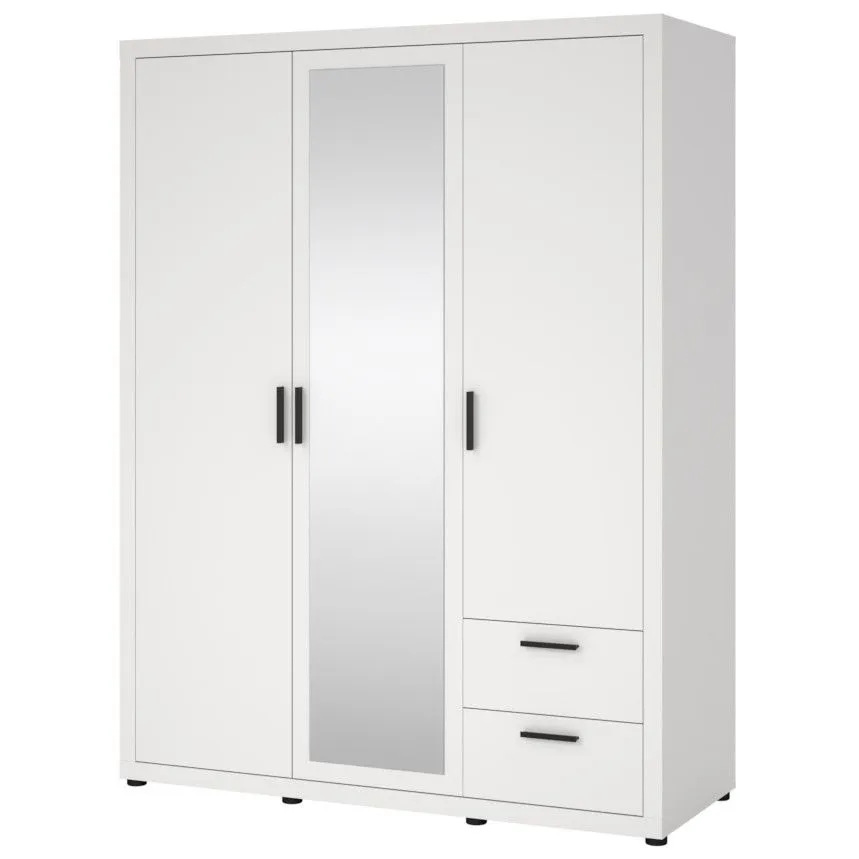 Riidekapp+peegel Mira 3u valge