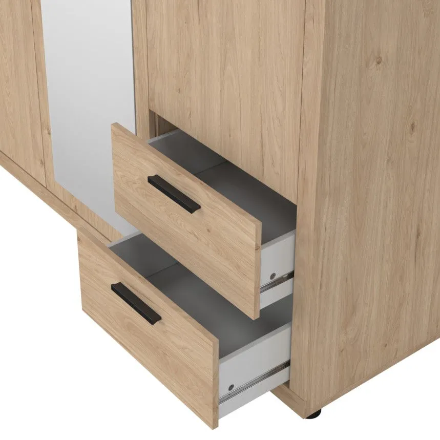 Riidekapp+peegel Mira 3u hickory