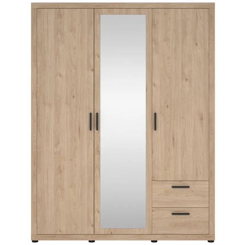 Riidekapp+peegel Mira 3u hickory