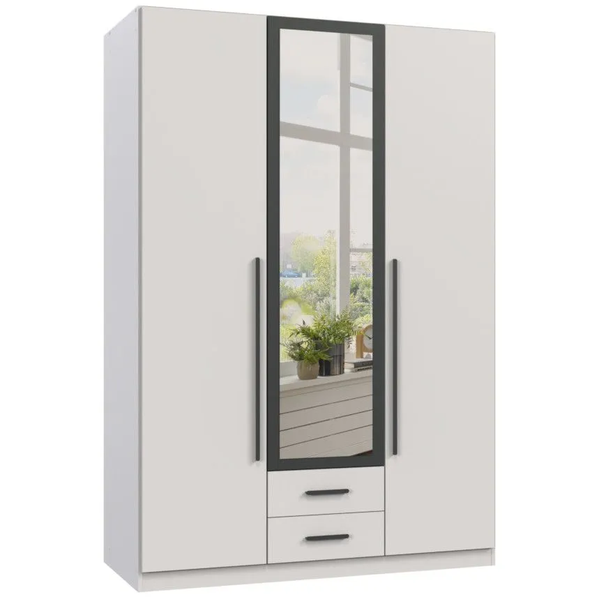 Riidekapp+peegel Marburg 2u2s valge/grafiit