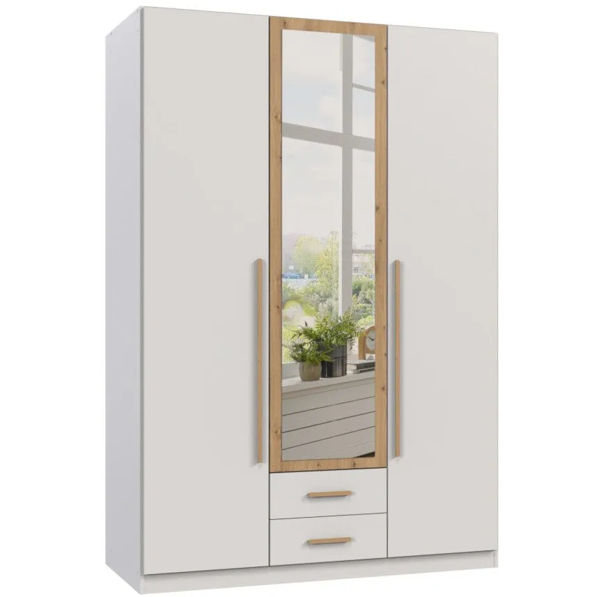 Riidekapp+peegel Marburg 2u2s valge/artisan tamm