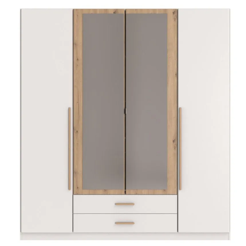 Riidekapp+peegel Marburg 2u2s valge/artisan tamm