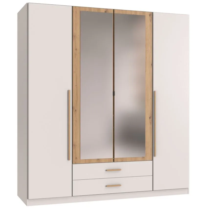 Riidekapp+peegel Marburg 2u2s valge/artisan tamm