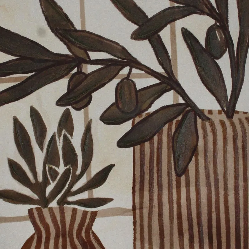 Seinapilt Leaves 60x90 pruun