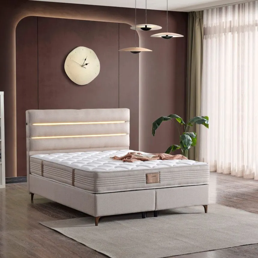Kontinentaalvoodi Mattreda USB+valgustus 180x200 beež