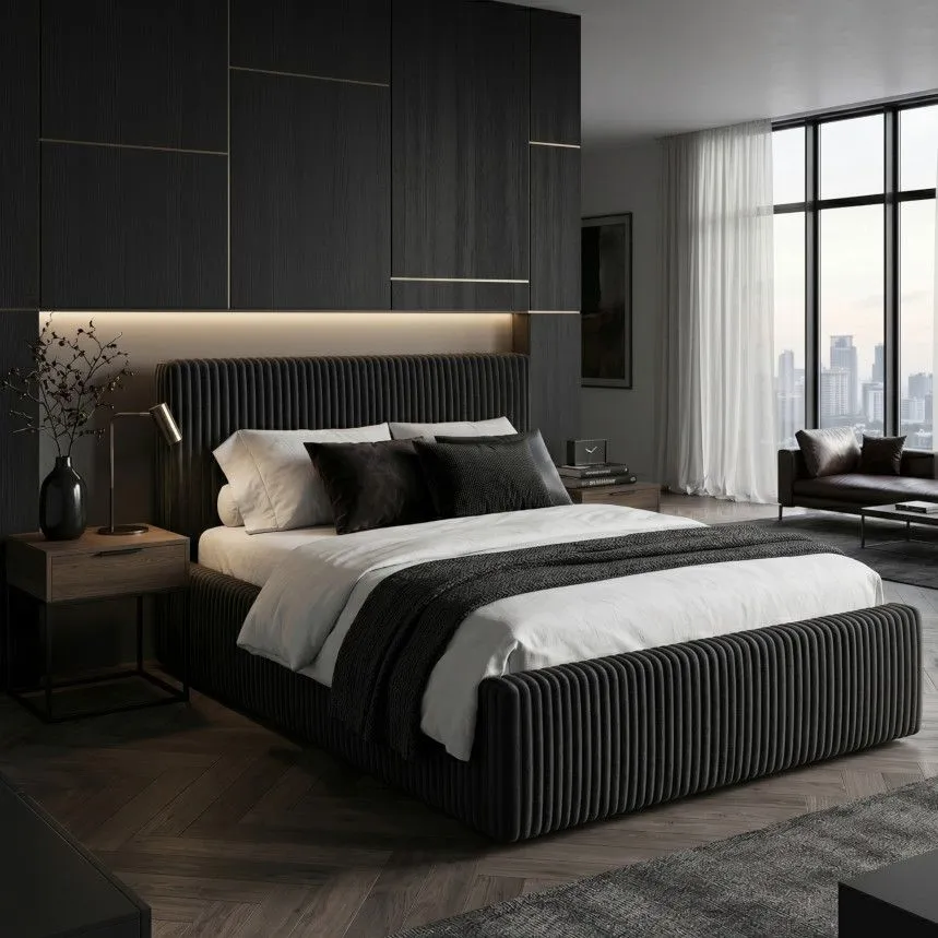 Pesukastiga voodi Farese 180x200 must