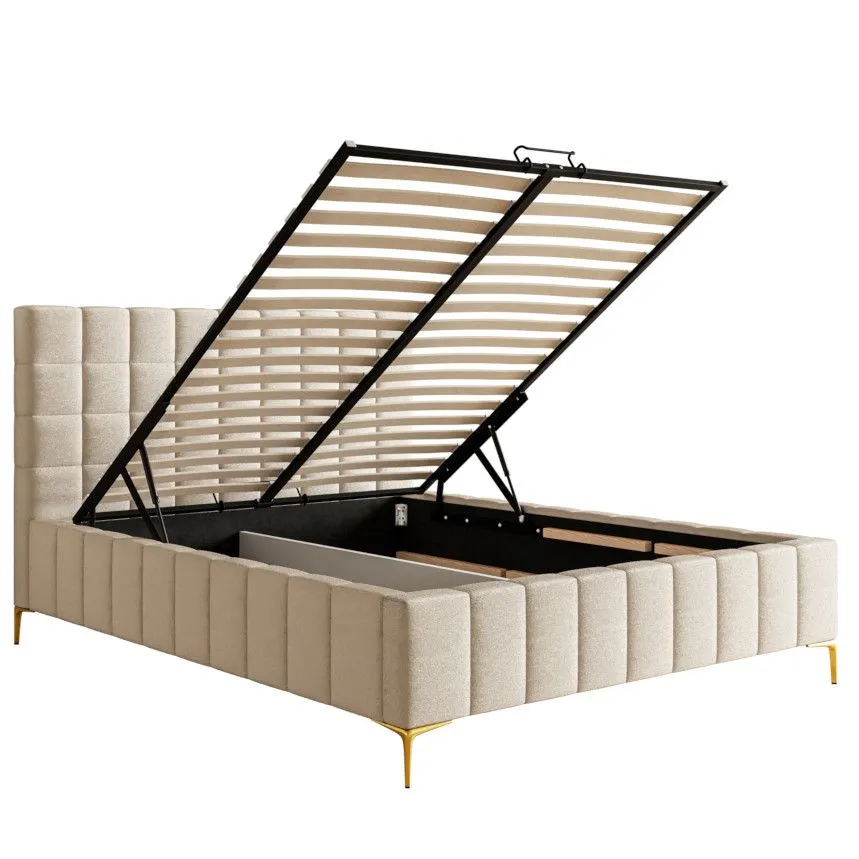 Pesukastiga voodi Grid 160x200 helebeež