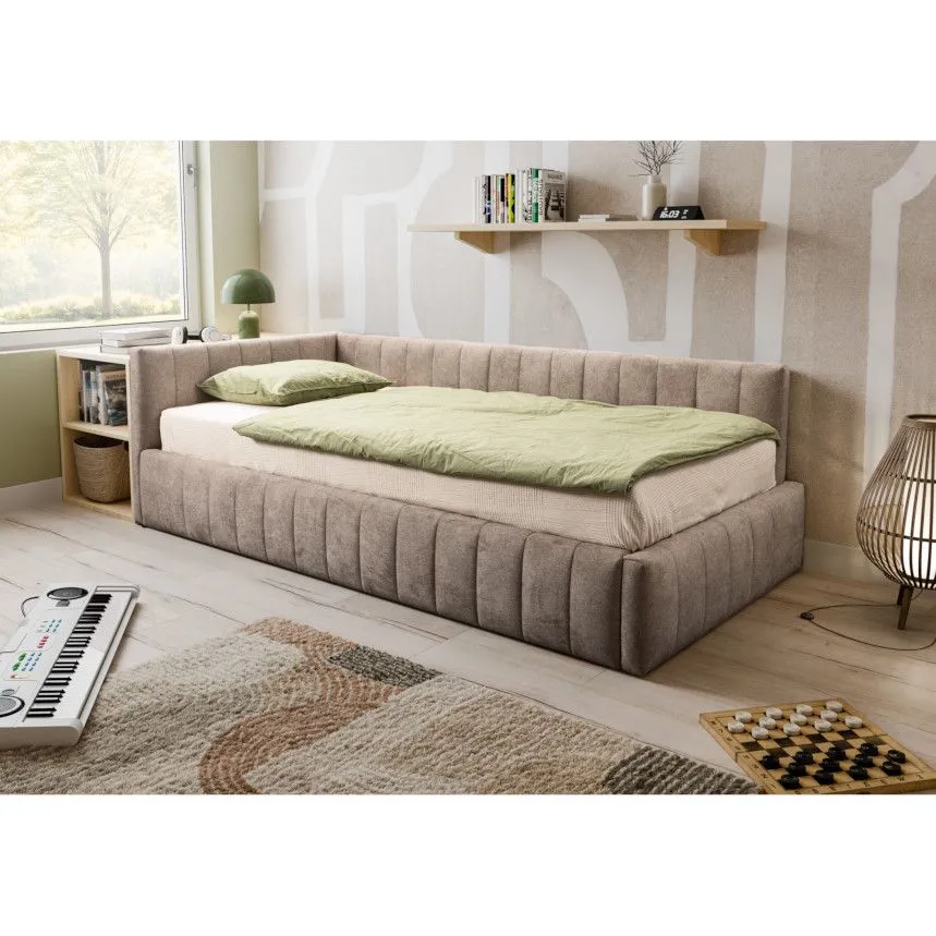 Pesukastiga voodi Teddy 90x200 vasak beež