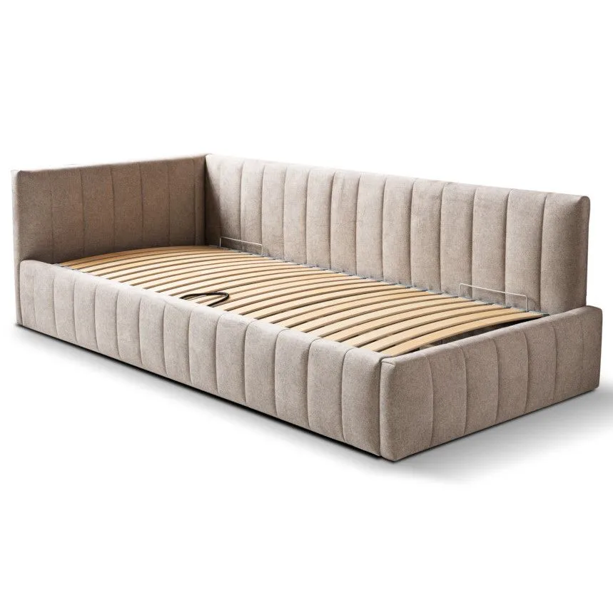 Pesukastiga voodi Teddy 90x200 vasak beež