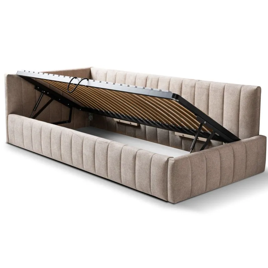 Pesukastiga voodi Teddy 120x200 vasak beež