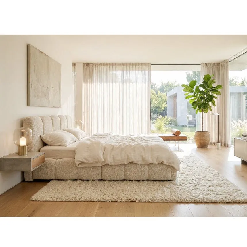 Pesukastiga voodi Nubia 180x200 naturaalvalge