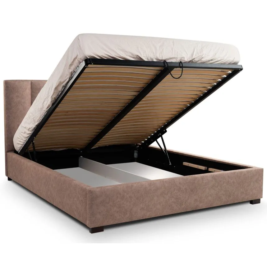 Pesukastiga voodi Hugo 180x200 helepruun