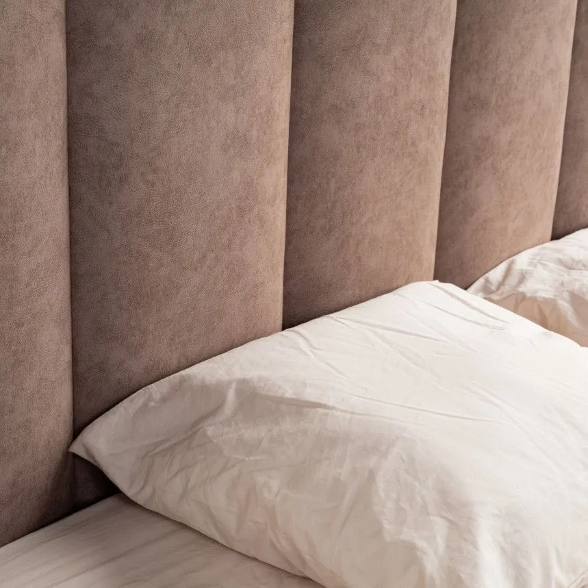 Pesukastiga voodi Hugo 180x200 helepruun