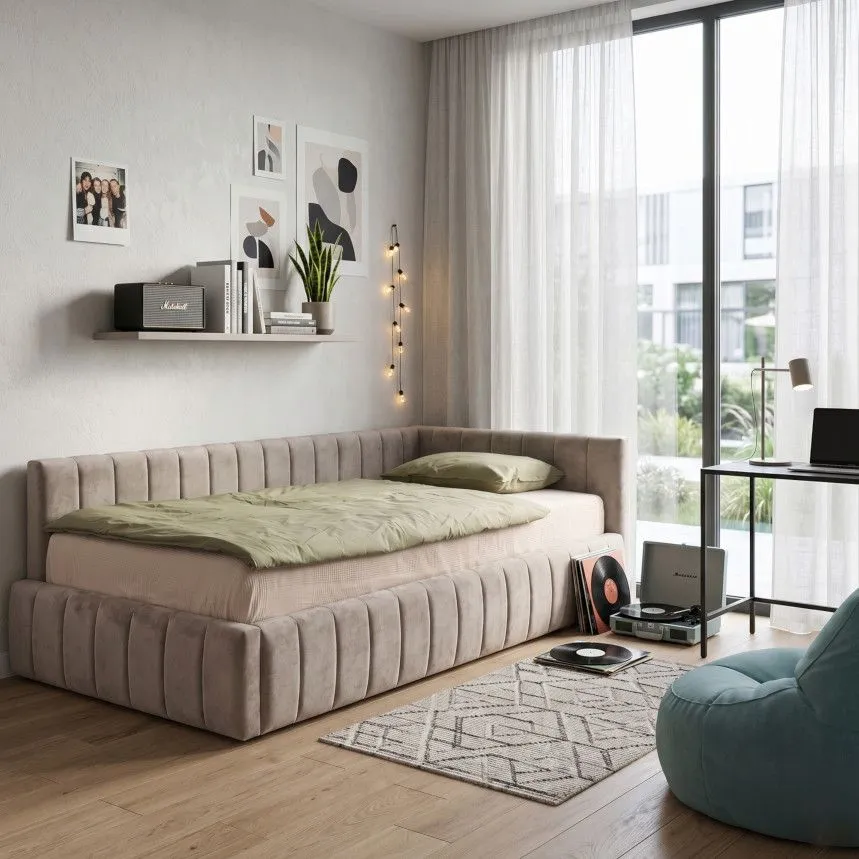 Pesukastiga voodi Teddy 120x200 parem beež