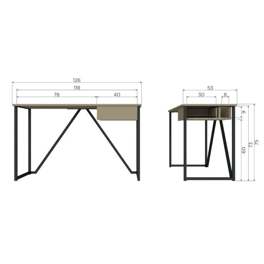 WOOOD kirjutuslaud Julius pruun/must