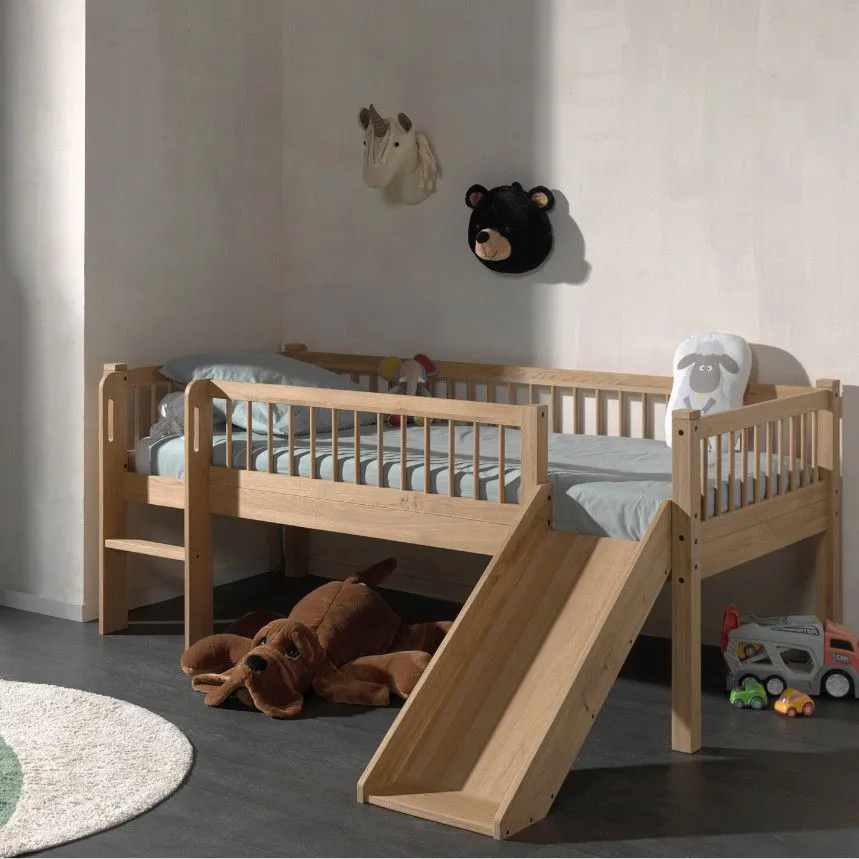 Vipack poolkõrge voodi+liumägi Forrest 90x200 õlitatud tamm