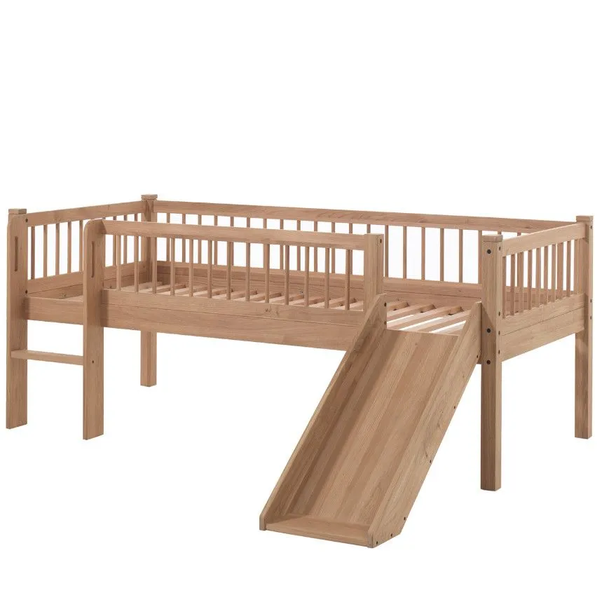 Vipack poolkõrge voodi+liumägi Forrest 90x200 õlitatud tamm