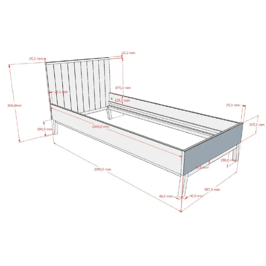 Vipack voodi Sezane 90x200 savihall/pähkel