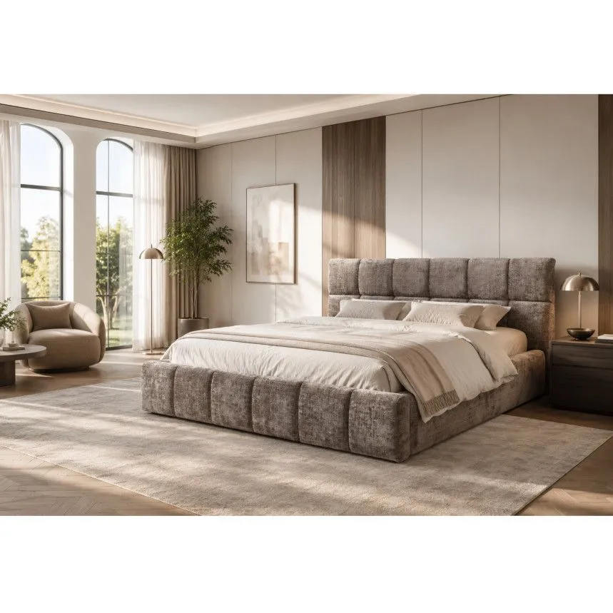 Pesukastiga voodi KUU Unenägu 2 küljepealt avatav 180x200 taupe