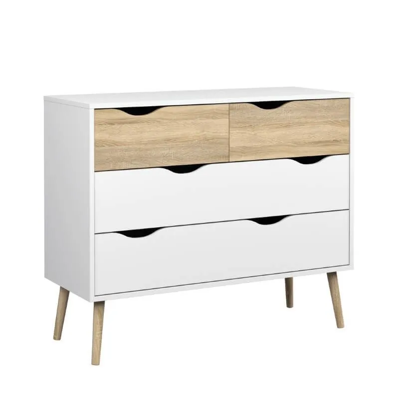 Kummut Delta 98.6x39 valge/tamm