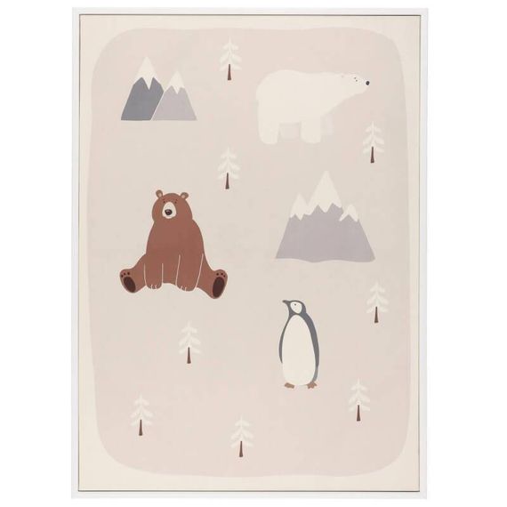 Seinapilt Bears and Penguins 50x70 beež
